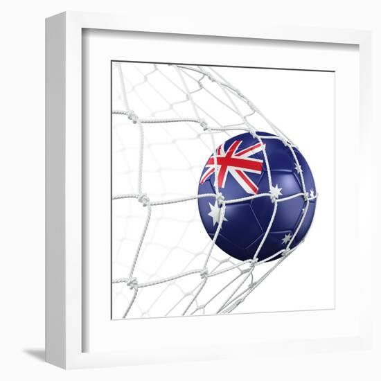 Australian Soccer Ball in a Net-zentilia-Framed Art Print