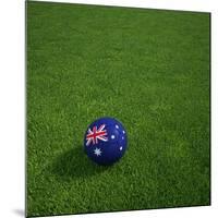 Australian Soccerball Lying on Grass-zentilia-Mounted Art Print