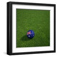 Australian Soccerball Lying on Grass-zentilia-Framed Art Print