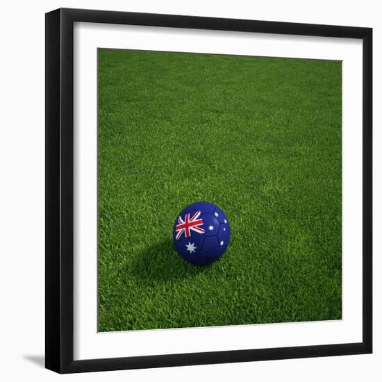 Australian Soccerball Lying on Grass-zentilia-Framed Art Print