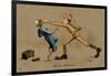 Australian Soldier Punching Shoeshine Boy-V. Manavian-Framed Art Print