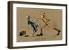 Australian Soldier Punching Shoeshine Boy-V. Manavian-Framed Art Print