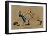 Australian Soldier Punching Shoeshine Boy-V. Manavian-Framed Art Print