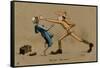 Australian Soldier Punching Shoeshine Boy-V. Manavian-Framed Stretched Canvas