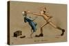 Australian Soldier Punching Shoeshine Boy-V. Manavian-Stretched Canvas