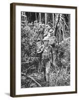 Australian Soldiers Patrolling the Jungle at Singapore before the Japanese Invasion-Carl Mydans-Framed Photographic Print