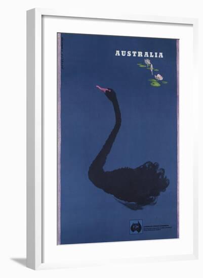 Australian Travel Board Travel Poster, Black Swann, Ca, 1950s-null-Framed Giclee Print