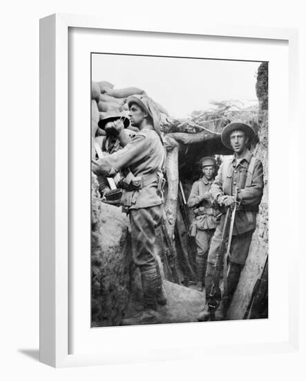 Australian Troops in the Turkish Lone Pine Trenches, 1915-null-Framed Photographic Print