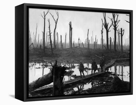 Australians Passing along Duckboard Track-null-Framed Stretched Canvas