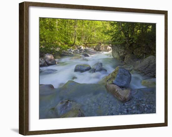 Austria, Carinthia, Mauthner Klamm (Ravine), Valentinbach (Brook), Stones, Bridge-Rainer Mirau-Framed Photographic Print