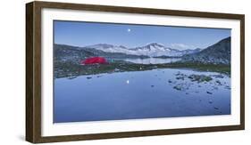 Austria, Carinthia, National Park Hohe Tauern, Hochalmspitze, Schwarzhornsee, Tent, Moon-Rainer Mirau-Framed Photographic Print