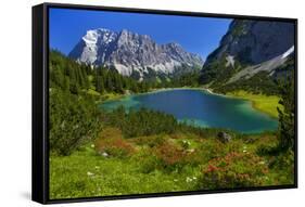 Austria, Ehrwald, Seebensee with Zugspitze-Ludwig Mallaun-Framed Stretched Canvas