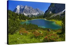 Austria, Ehrwald, Seebensee with Zugspitze-Ludwig Mallaun-Stretched Canvas
