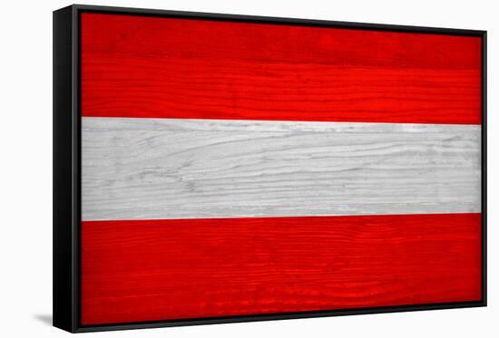 Austria Flag Design with Wood Patterning - Flags of the World Series-Philippe Hugonnard-Framed Stretched Canvas