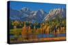 Austria, Kitzbuehel, Black Lake Against Wild Emperor, Autumn,-Ludwig Mallaun-Stretched Canvas