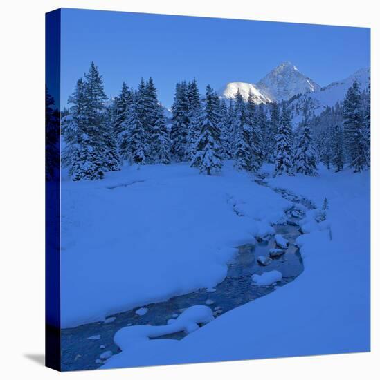 Austria, Kühtai, Winter Evening-Ludwig Mallaun-Stretched Canvas