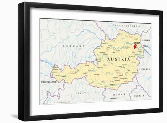 Austria Political Map-Peter Hermes Furian-Framed Art Print