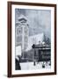 Austria, Salzkammergut, Hallstatt Church with Snow-Walter Bibikow-Framed Photographic Print