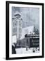 Austria, Salzkammergut, Hallstatt Church with Snow-Walter Bibikow-Framed Photographic Print