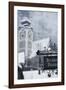 Austria, Salzkammergut, Hallstatt Church with Snow-Walter Bibikow-Framed Photographic Print