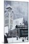 Austria, Salzkammergut, Hallstatt Church with Snow-Walter Bibikow-Mounted Photographic Print