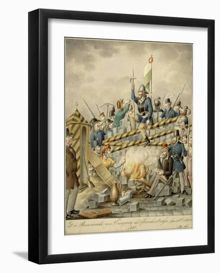 Austria, Satire Depicting Barricades at Vienna During 1848 Revolution-Henry Fuseli-Framed Giclee Print