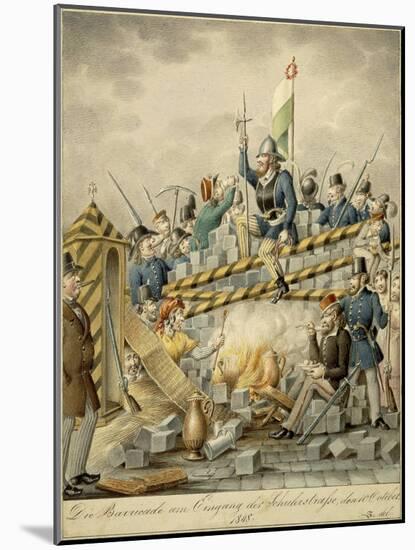 Austria, Satire Depicting Barricades at Vienna During 1848 Revolution-Henry Fuseli-Mounted Giclee Print