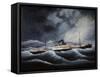 Austria Steamship of Lloyd Company During Storm-null-Framed Stretched Canvas