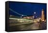 Austria, Styria, Graz, City, Church, Main-Bridge, Blurred, Evening-Mood-Rainer Mirau-Framed Stretched Canvas