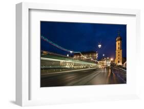 Austria, Styria, Graz, City, Church, Main-Bridge, Blurred, Evening-Mood-Rainer Mirau-Framed Photographic Print