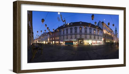 Austria, Styria, Graz, Herrengasse, Frontage, Evening-Mood, Panorama-Rainer Mirau-Framed Photographic Print