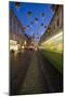 Austria, Styria, Graz, Herrengasse, Frontage, Streetscar, Light-Tracks, Rails, Evening-Mood-Rainer Mirau-Mounted Photographic Print