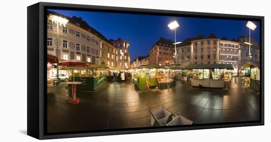 Austria, Styria, Graz, Main-Place, Frontage, Market-Stands, Evening-Mood-Rainer Mirau-Framed Stretched Canvas