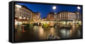 Austria, Styria, Graz, Main-Place, Frontage, Market-Stands, Evening-Mood-Rainer Mirau-Framed Stretched Canvas