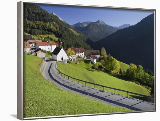 Austria, Tyrol, Au§erfern (Mountain Range), Mitteregg, Street, View of a Place, Church-Rainer Mirau-Framed Photographic Print