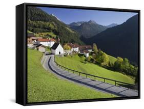 Austria, Tyrol, Au§erfern (Mountain Range), Mitteregg, Street, View of a Place, Church-Rainer Mirau-Framed Stretched Canvas