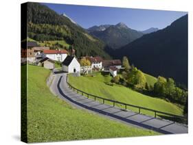 Austria, Tyrol, Au§erfern (Mountain Range), Mitteregg, Street, View of a Place, Church-Rainer Mirau-Stretched Canvas