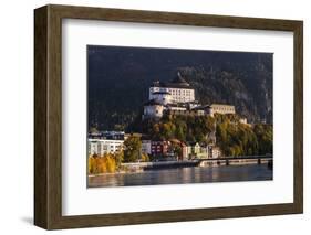 Austria, Tyrol, Kaiser Mountains, Inntal, Kufstein, Inn with Kufstein Fortress in Autumn-Udo Siebig-Framed Photographic Print