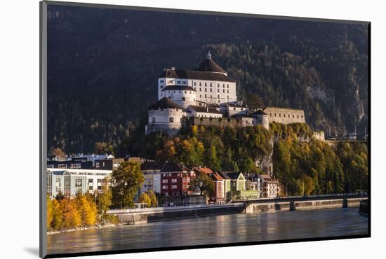 Austria, Tyrol, Kaiser Mountains, Inntal, Kufstein, Inn with Kufstein Fortress in Autumn-Udo Siebig-Mounted Photographic Print