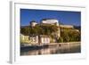 Austria, Tyrol, Kaisergebirge, Inntal (Valley), Kufstein, Innfront with Castle Kufstein in Autumn-Udo Siebig-Framed Photographic Print