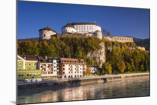 Austria, Tyrol, Kaisergebirge, Inntal (Valley), Kufstein, Innfront with Castle Kufstein in Autumn-Udo Siebig-Mounted Photographic Print