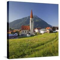 Austria, Tyrol, Ort Wald, Tschirgant, Church, Meadow-Rainer Mirau-Stretched Canvas