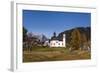 Austria, Tyrol, Seefelder Sattel, Seefeld, Seekirchl in Autumn Against Northern Karwendel Range-Udo Siebig-Framed Photographic Print