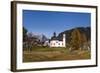 Austria, Tyrol, Seefelder Sattel, Seefeld, Seekirchl in Autumn Against Northern Karwendel Range-Udo Siebig-Framed Photographic Print