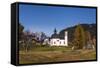 Austria, Tyrol, Seefelder Sattel, Seefeld, Seekirchl in Autumn Against Northern Karwendel Range-Udo Siebig-Framed Stretched Canvas