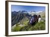 Austria, Tyrol, Stubai Alps, Traveling-Equipment, Mountain Scenery-Rainer Mirau-Framed Photographic Print