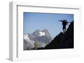 Austria, Tyrol, …tztaler Alpen, Wildspitze, Summit, Man, Mountainbike, Carries-Rainer Mirau-Framed Photographic Print