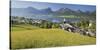 Austria, Upper Austria, St. Wolfgang, Lake Wolfgangsee, Steeple-Rainer Mirau-Stretched Canvas