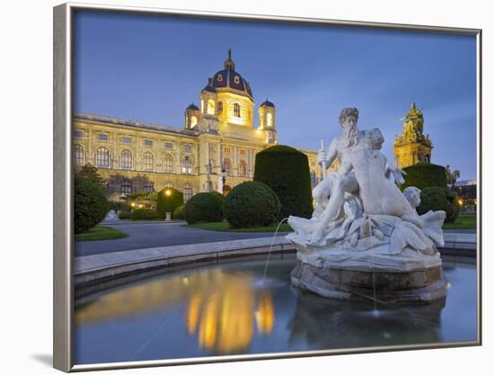 Austria, Vienna, 1st District, Museum of Art History, Well, Maria Theresia Monument, Evening-Rainer Mirau-Framed Photographic Print