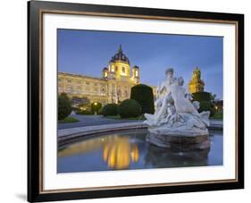 Austria, Vienna, 1st District, Museum of Art History, Well, Maria Theresia Monument, Evening-Rainer Mirau-Framed Photographic Print